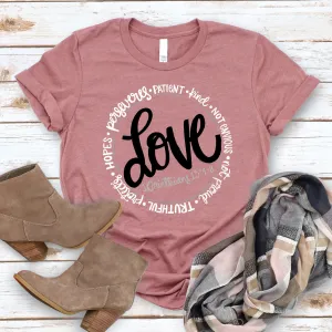 1 Corinthians Love Circle T Shirts For Women - Women's Christian T Shirts - Women's Religious Shirts