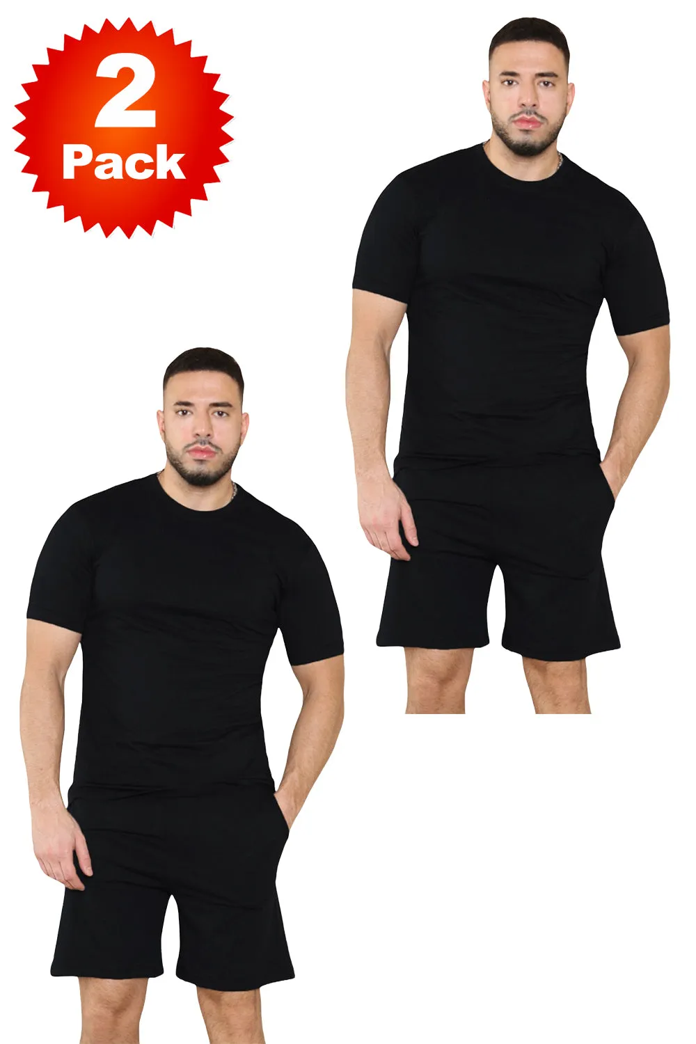 2 Pack Mens T Shirt Short Set