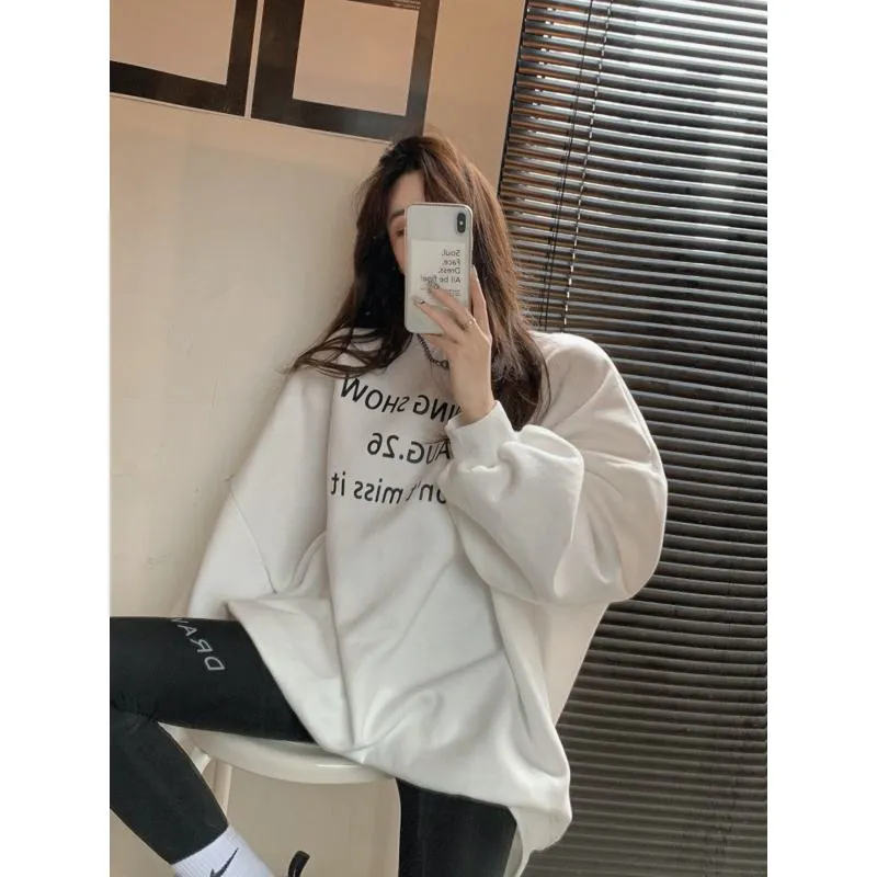 Anti-Pilling Plus Velvet Thickened Print Round Neck Sweatshirt