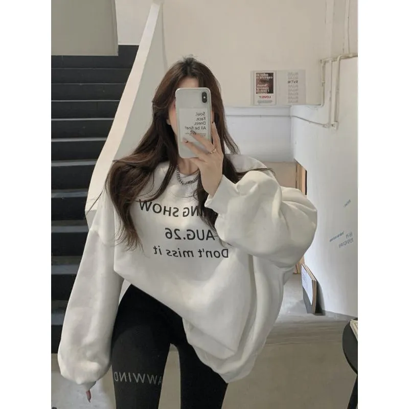 Anti-Pilling Plus Velvet Thickened Print Round Neck Sweatshirt