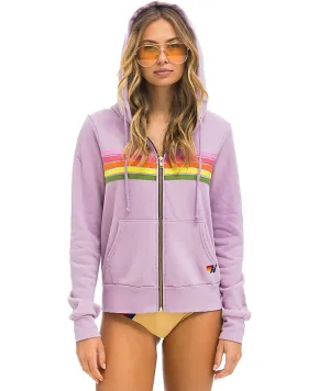 Aviator Nation Women 5 Stripe Zip Hoodie Mauve/Pink Green