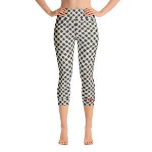 B&W Checkerboard Optical Yoga Capri Leggings