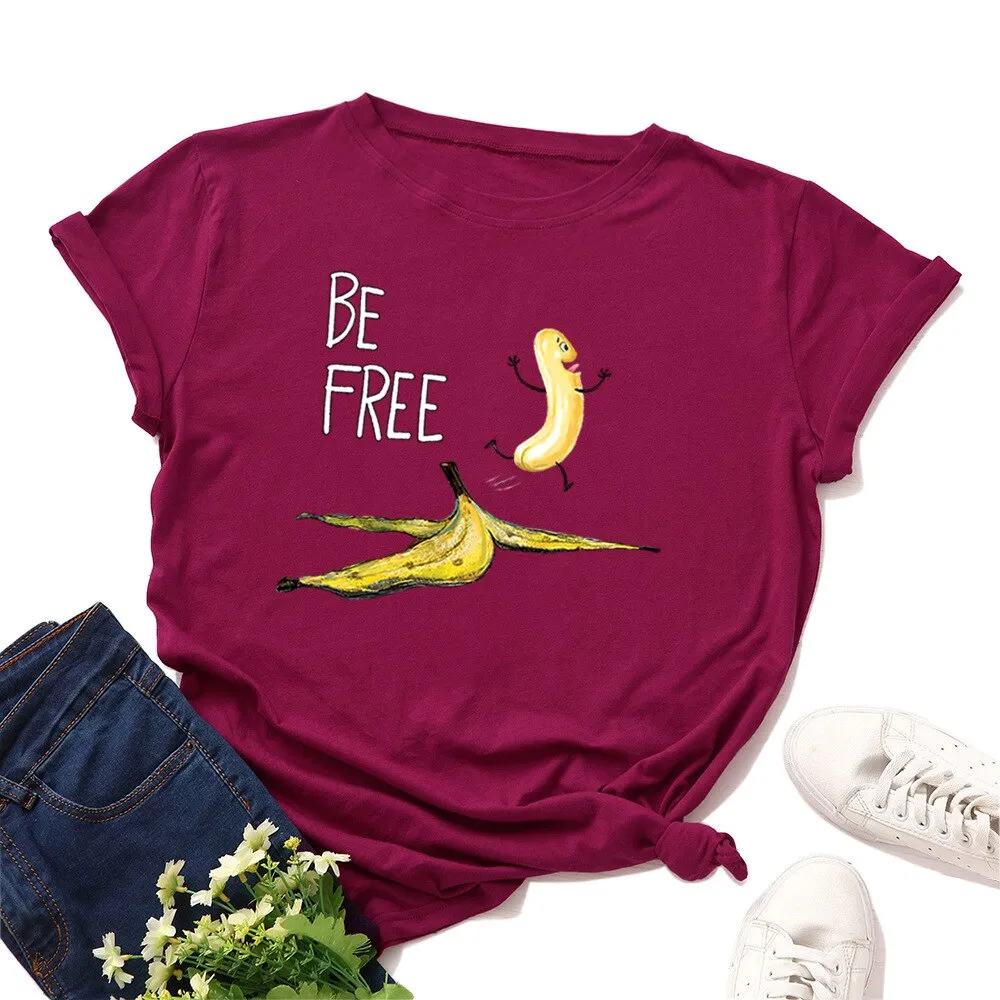 Be Free Banana Cartoon Image T Shirt