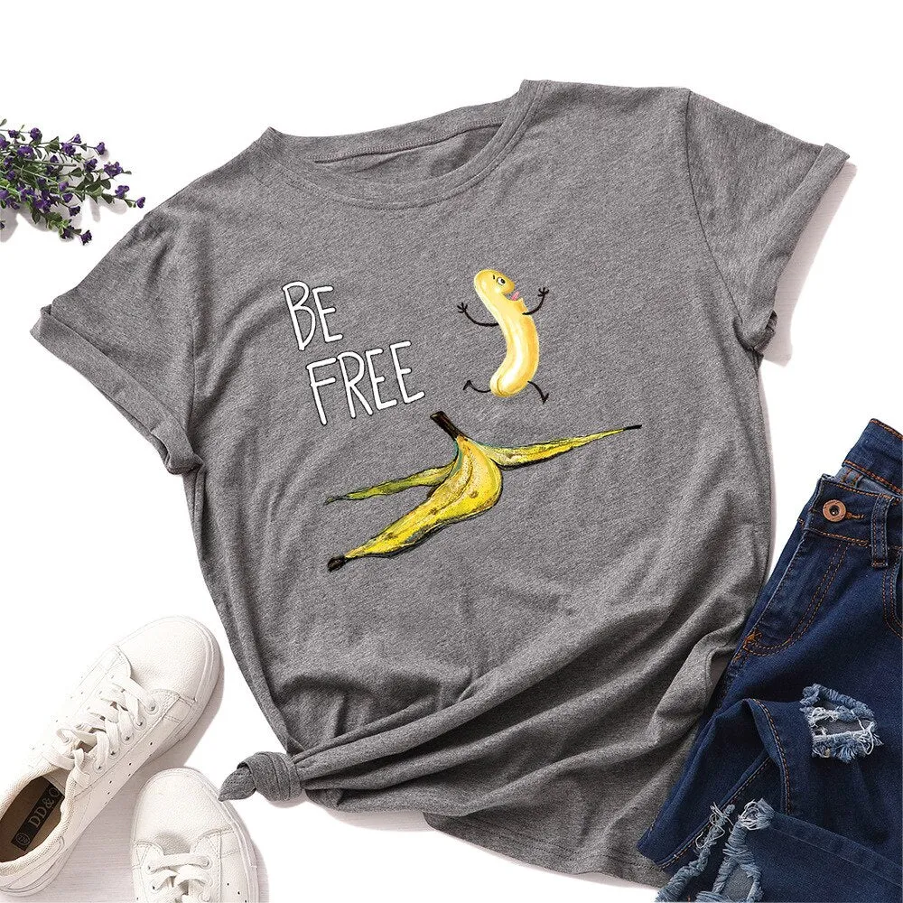 Be Free Banana Cartoon Image T Shirt