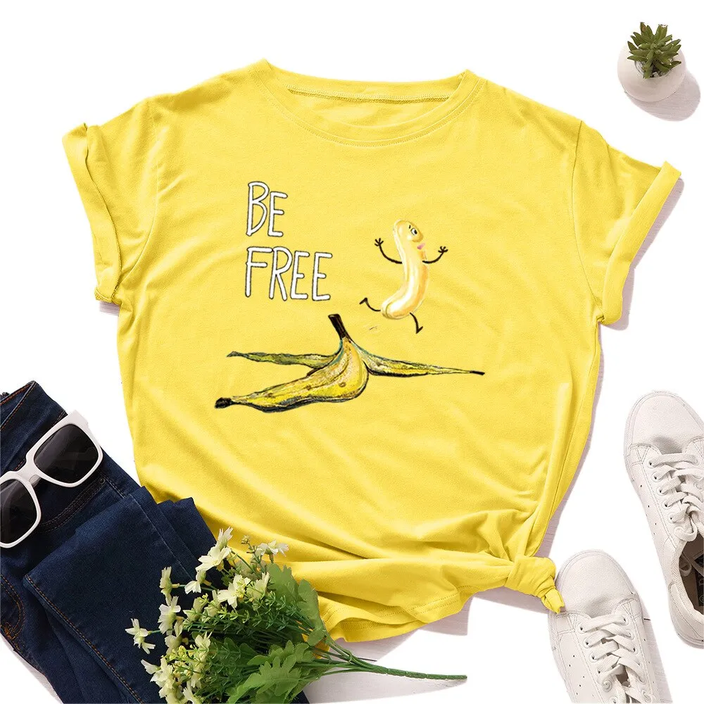 Be Free Banana Cartoon Image T Shirt