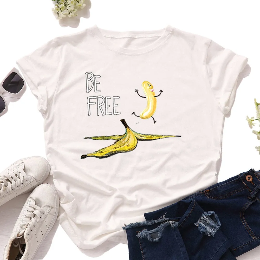 Be Free Banana Cartoon Image T Shirt