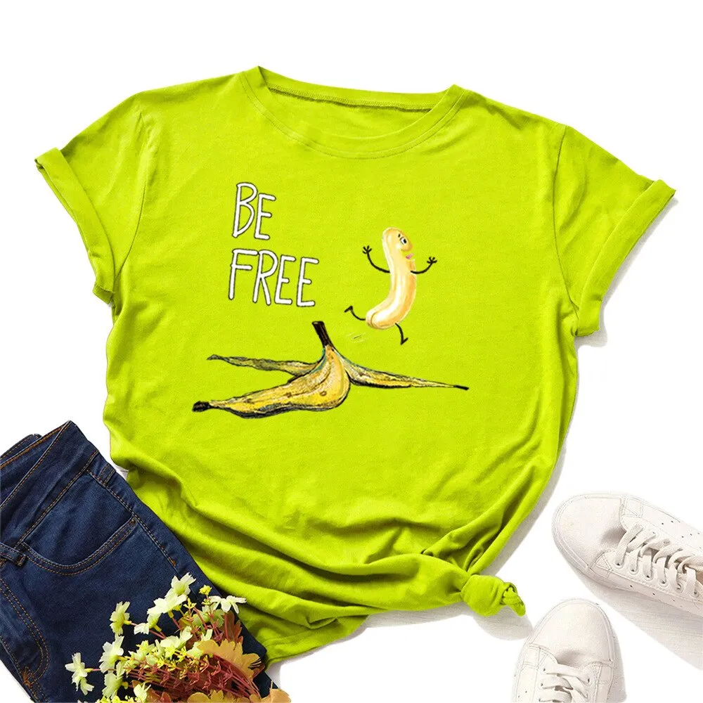 Be Free Banana Cartoon Image T Shirt