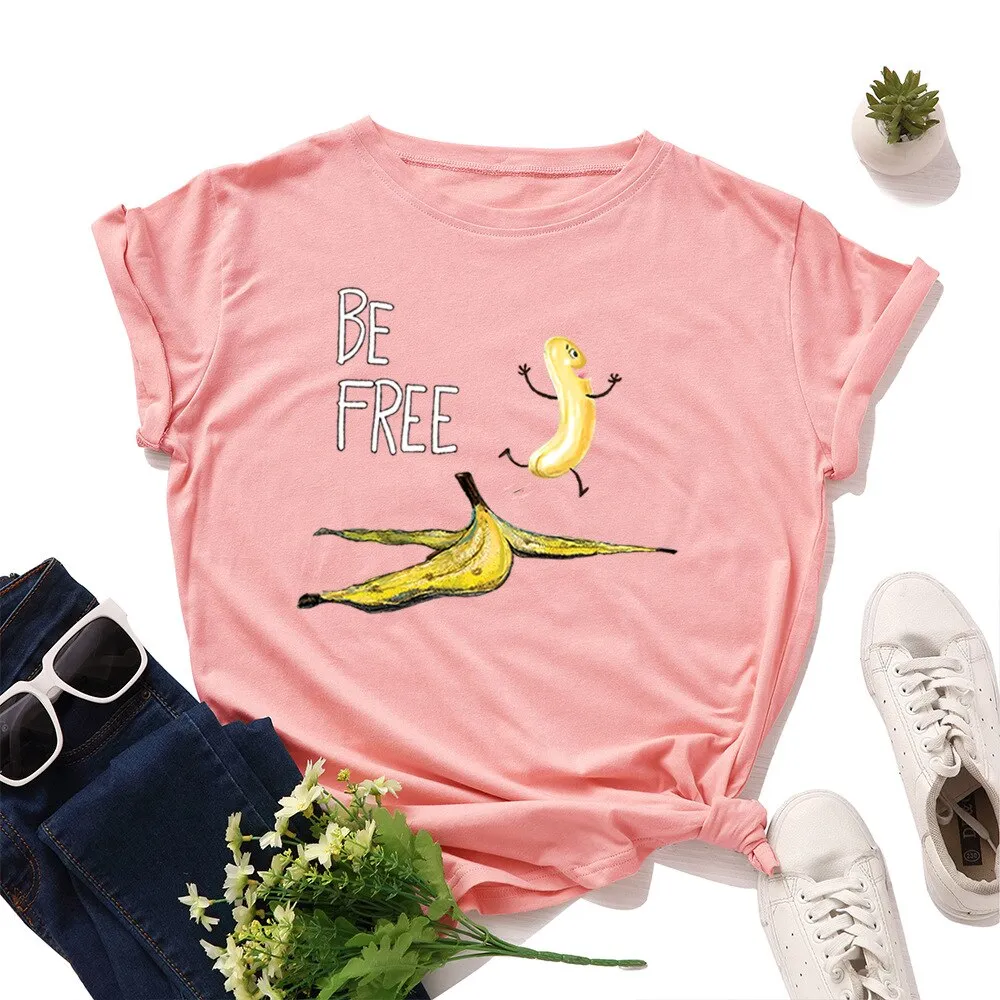 Be Free Banana Cartoon Image T Shirt