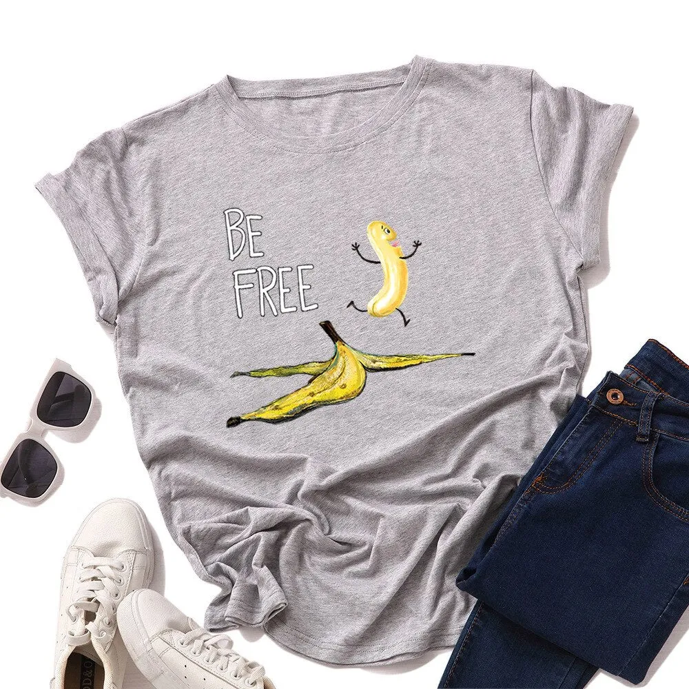 Be Free Banana Cartoon Image T Shirt