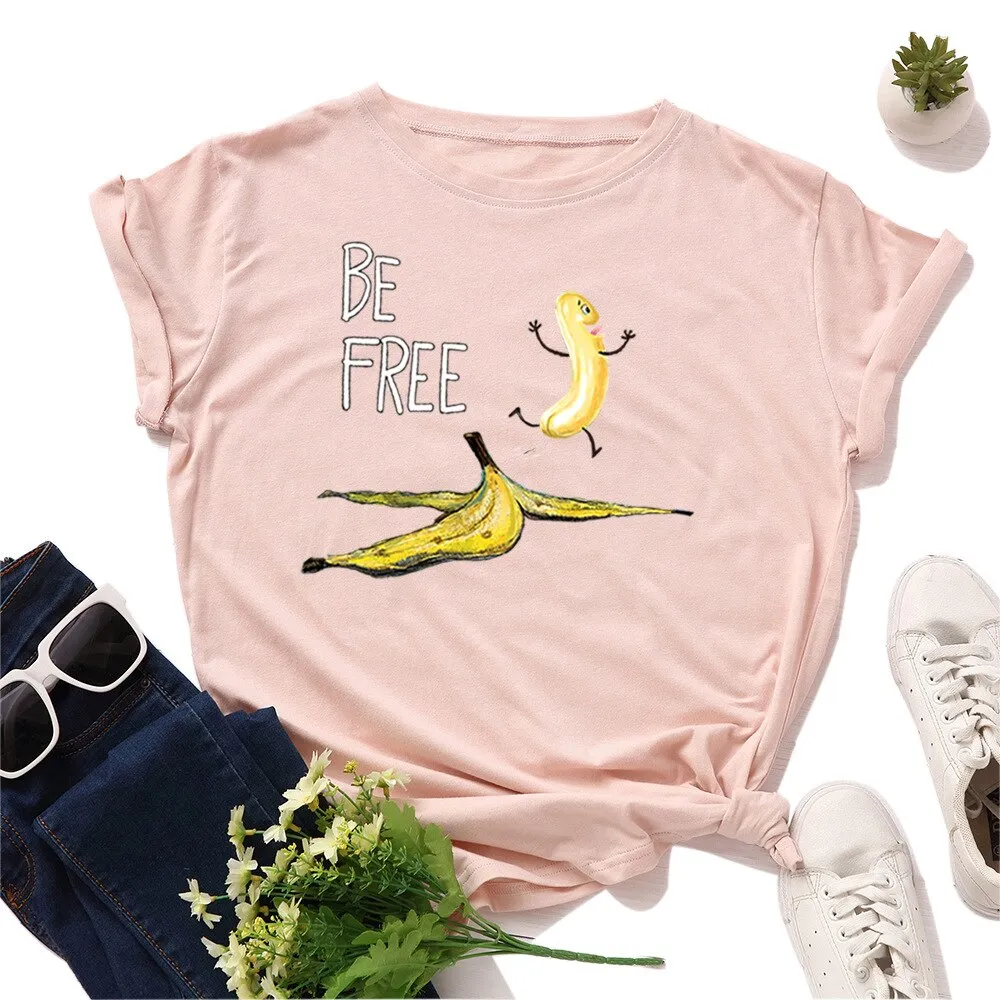 Be Free Banana Cartoon Image T Shirt