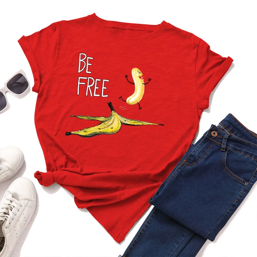 Be Free Banana Cartoon Image T Shirt