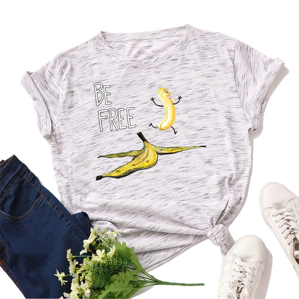 Be Free Banana Cartoon Image T Shirt