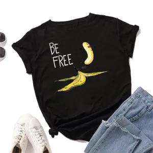 Be Free Banana Cartoon Image T Shirt