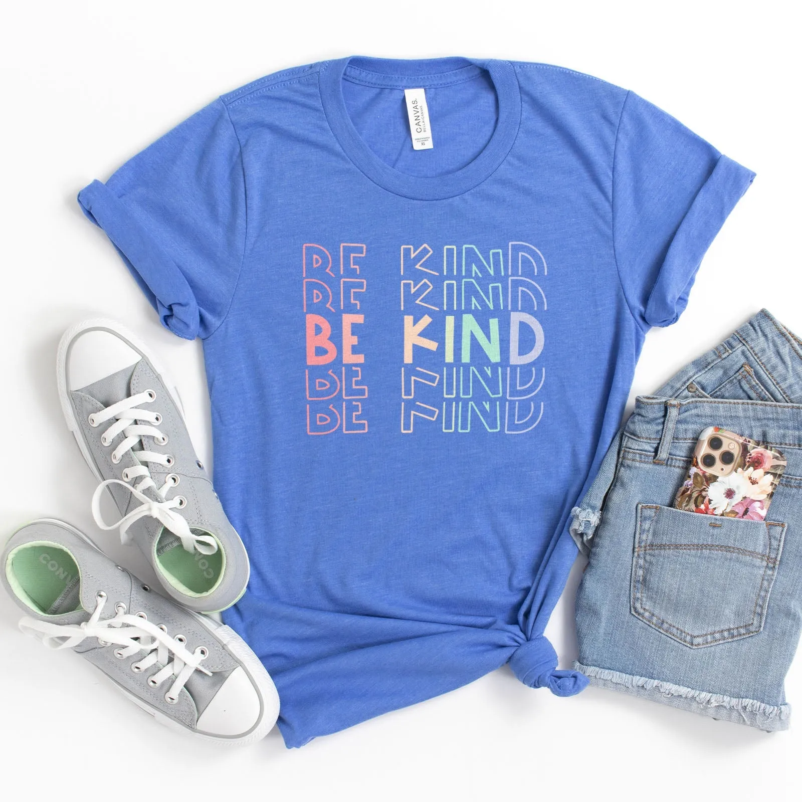 Be Kind Rainbow Tee Shirts For Women - Christian Shirts for Women - Religious Tee Shirts