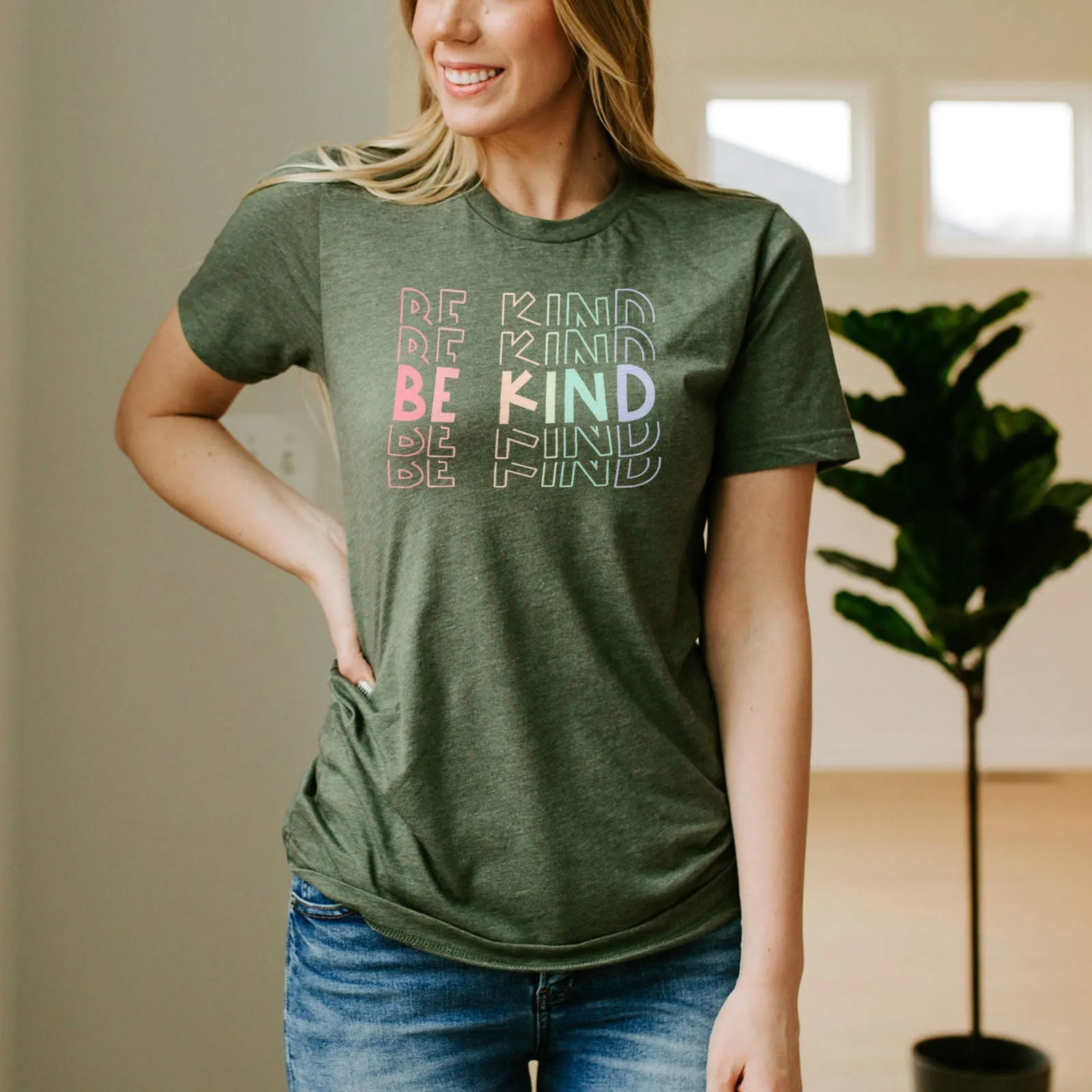 Be Kind Rainbow Tee Shirts For Women - Christian Shirts for Women - Religious Tee Shirts