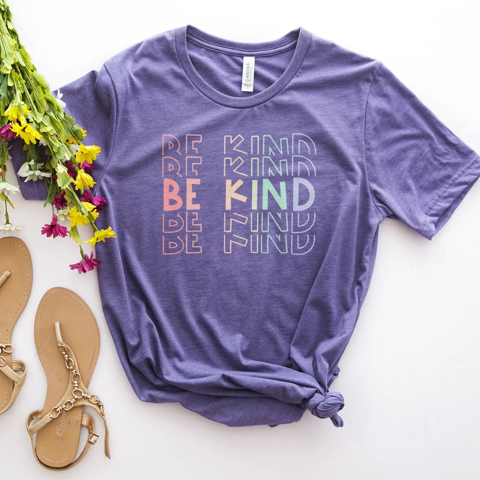 Be Kind Rainbow Tee Shirts For Women - Christian Shirts for Women - Religious Tee Shirts