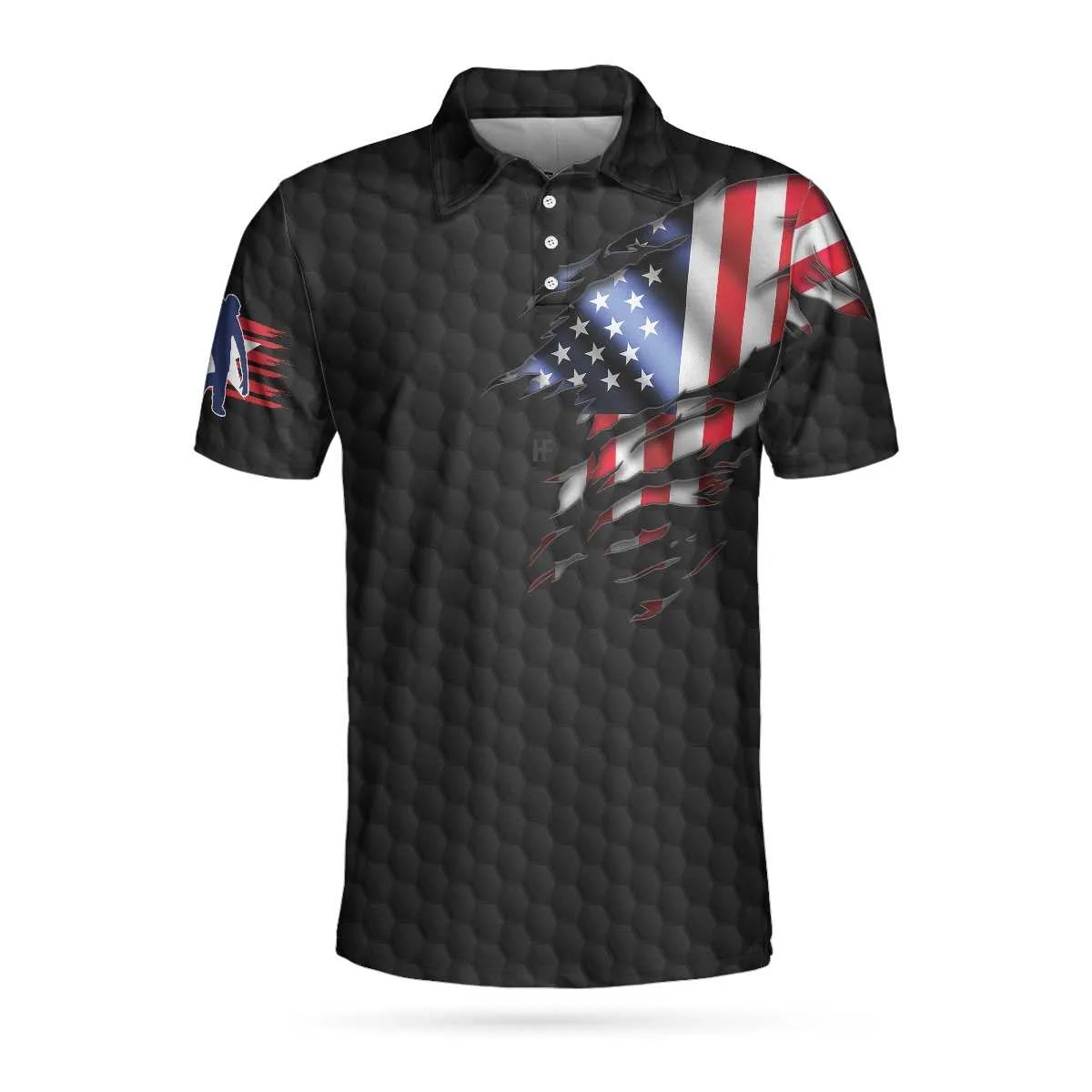 Black American Flag Bowling Polo Shirt, Cool Usa Flag Bowling Shirt For Men, Bowling Shirt Uniform