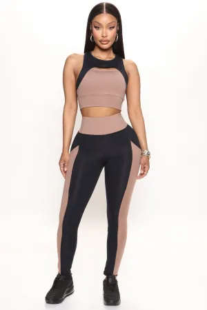 Block It Out Legging Set - Mocha/combo