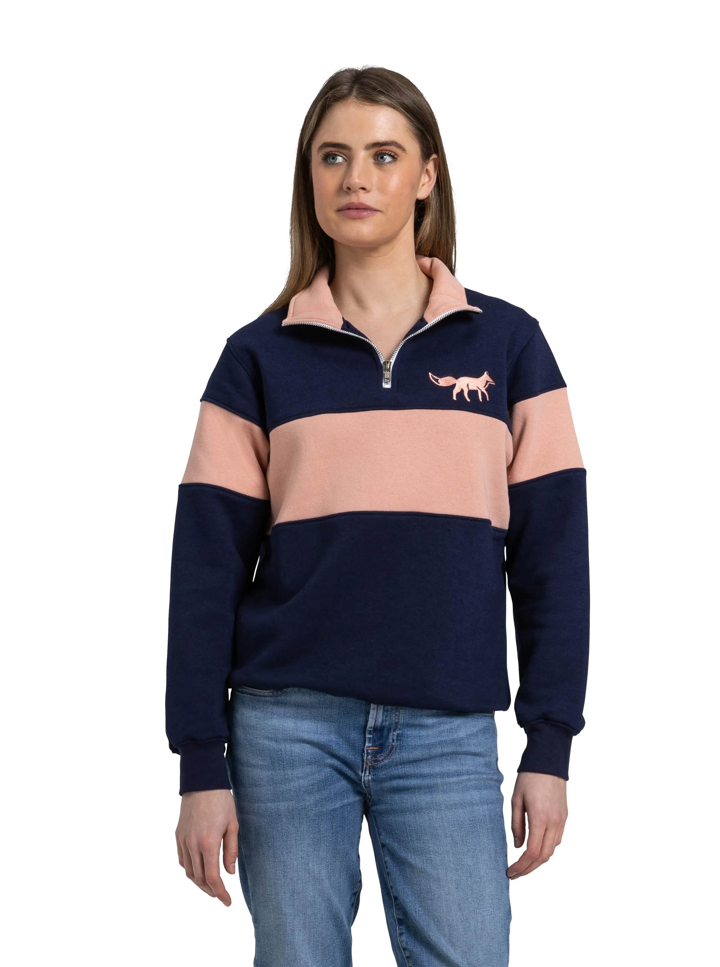 Burford Quarter Zip | Pink & Navy