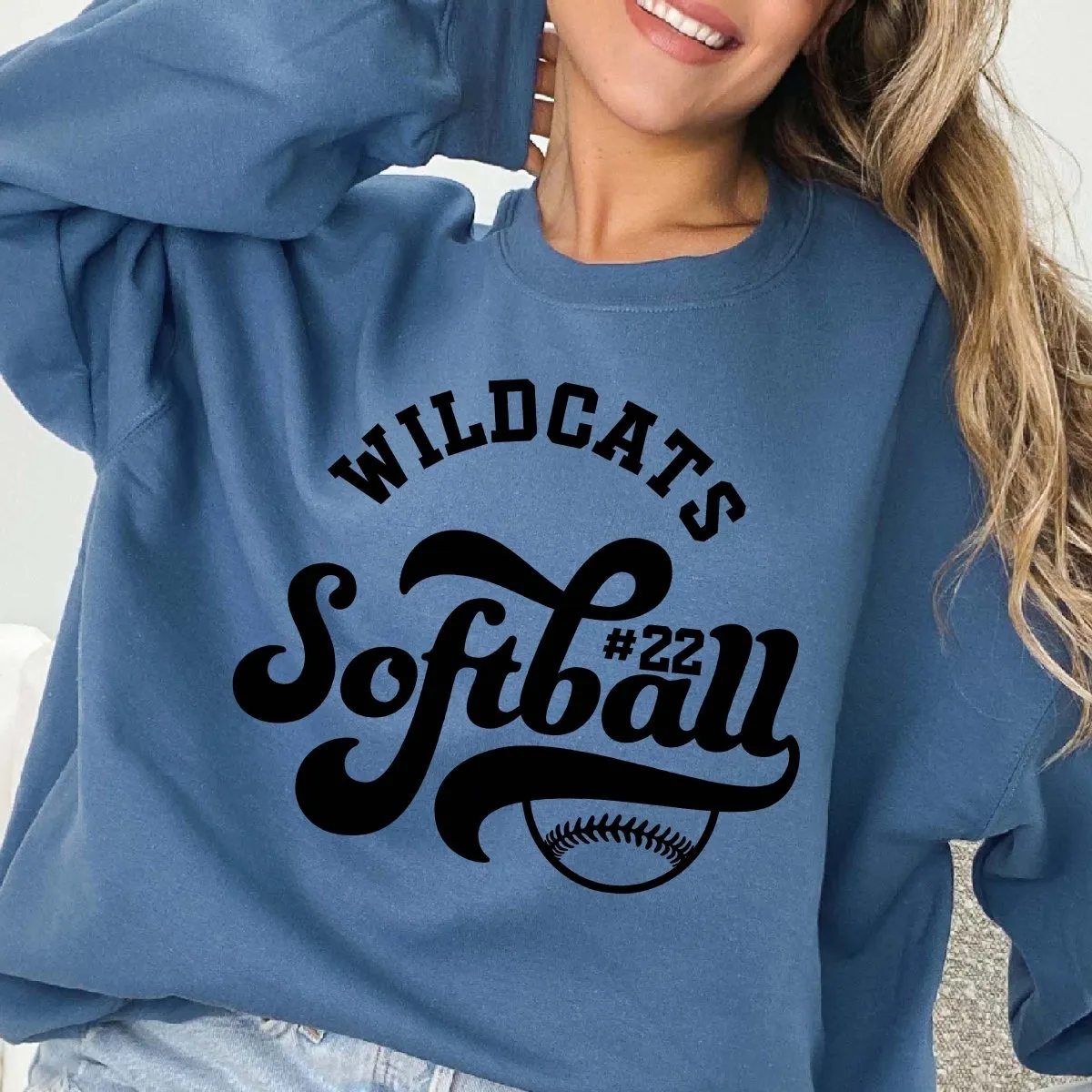 CUSTOM SOFTBALL TEAM & NUMBER | Crew Sweatshirts