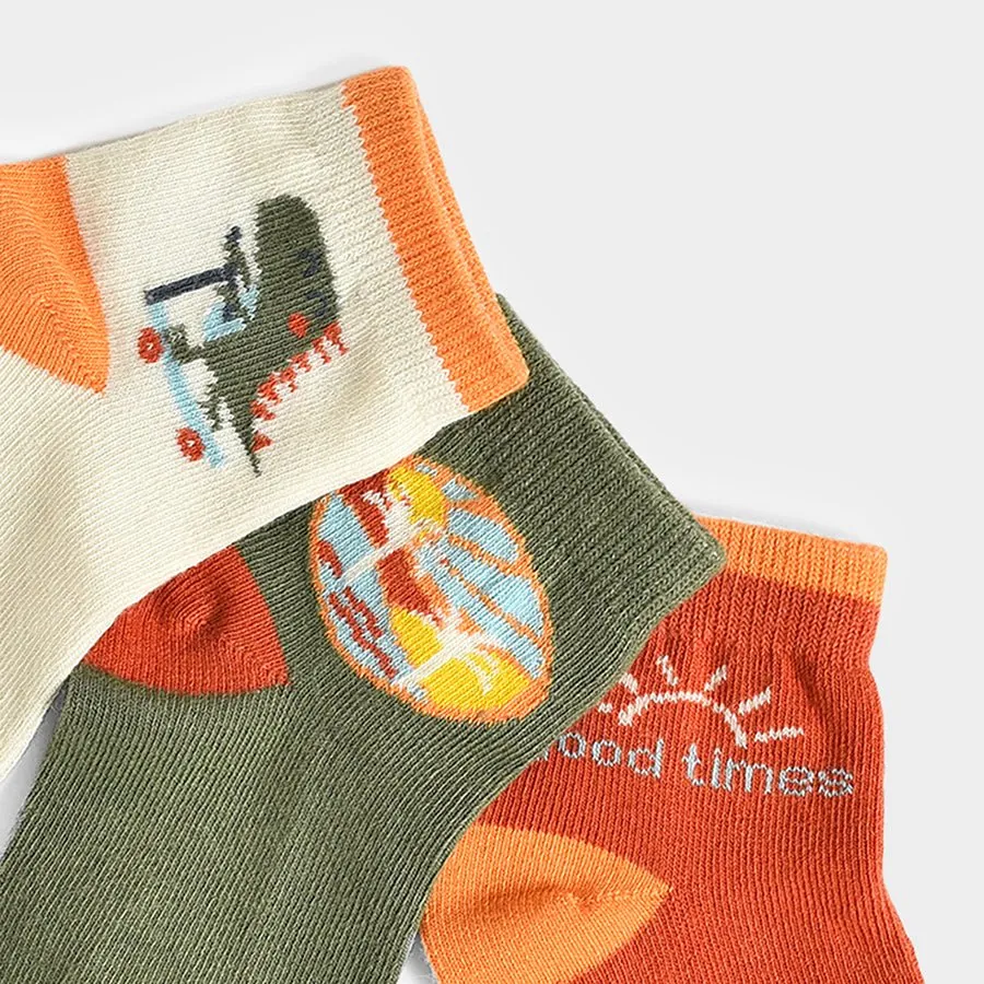 Dinomite Earthy Knitted Multicolor Socks Pack of 3