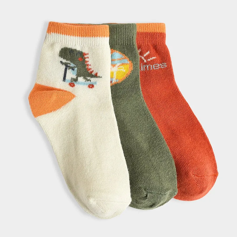 Dinomite Earthy Knitted Multicolor Socks Pack of 3