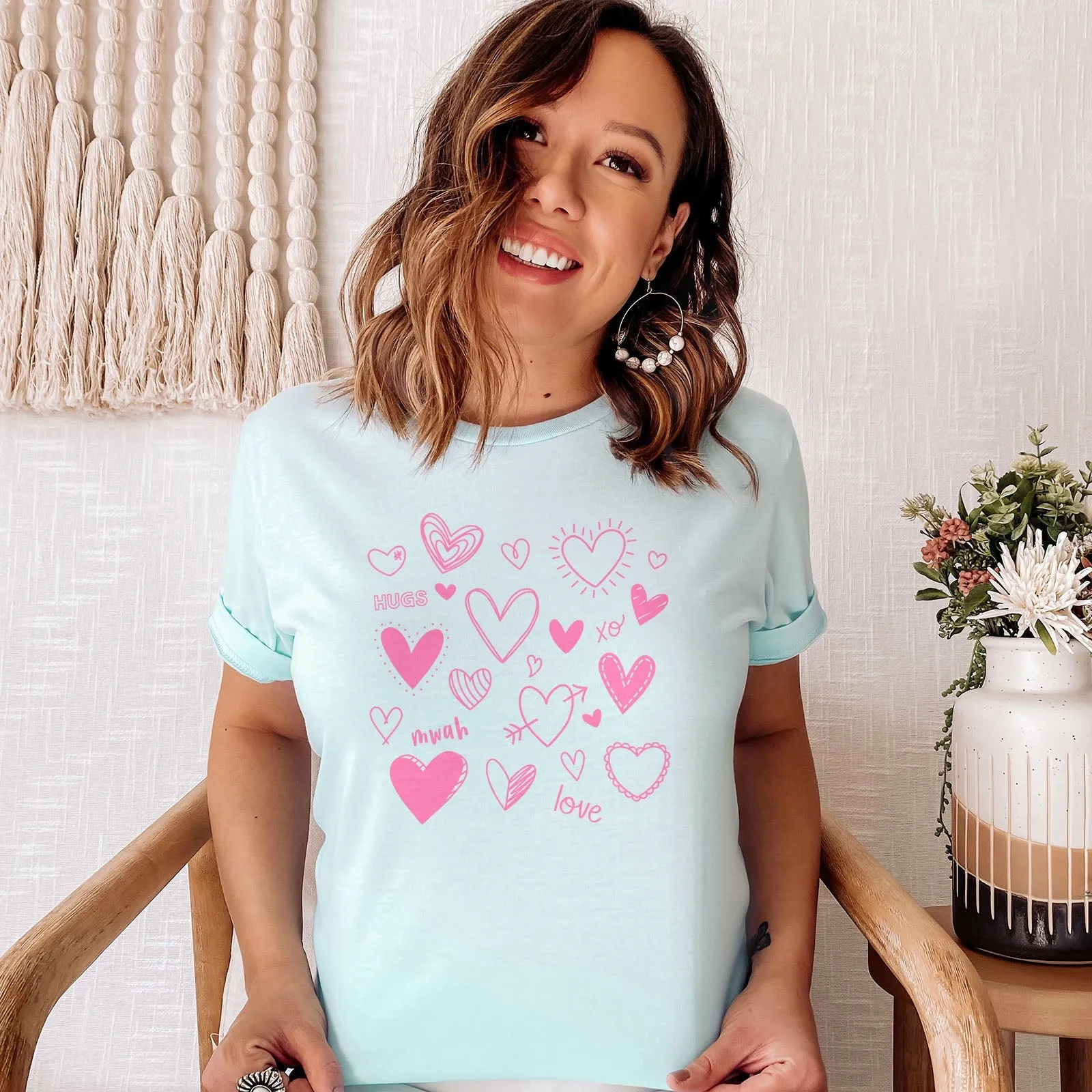 Doodle Hearts Tee Shirts For Women - Christian Shirts for Women - Religious Tee Shirts