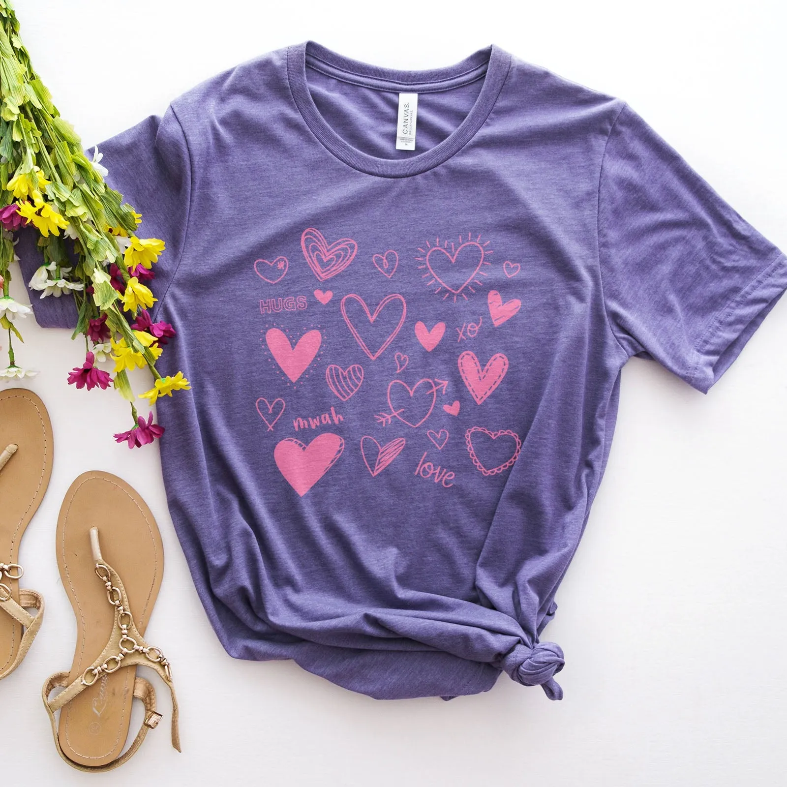 Doodle Hearts Tee Shirts For Women - Christian Shirts for Women - Religious Tee Shirts