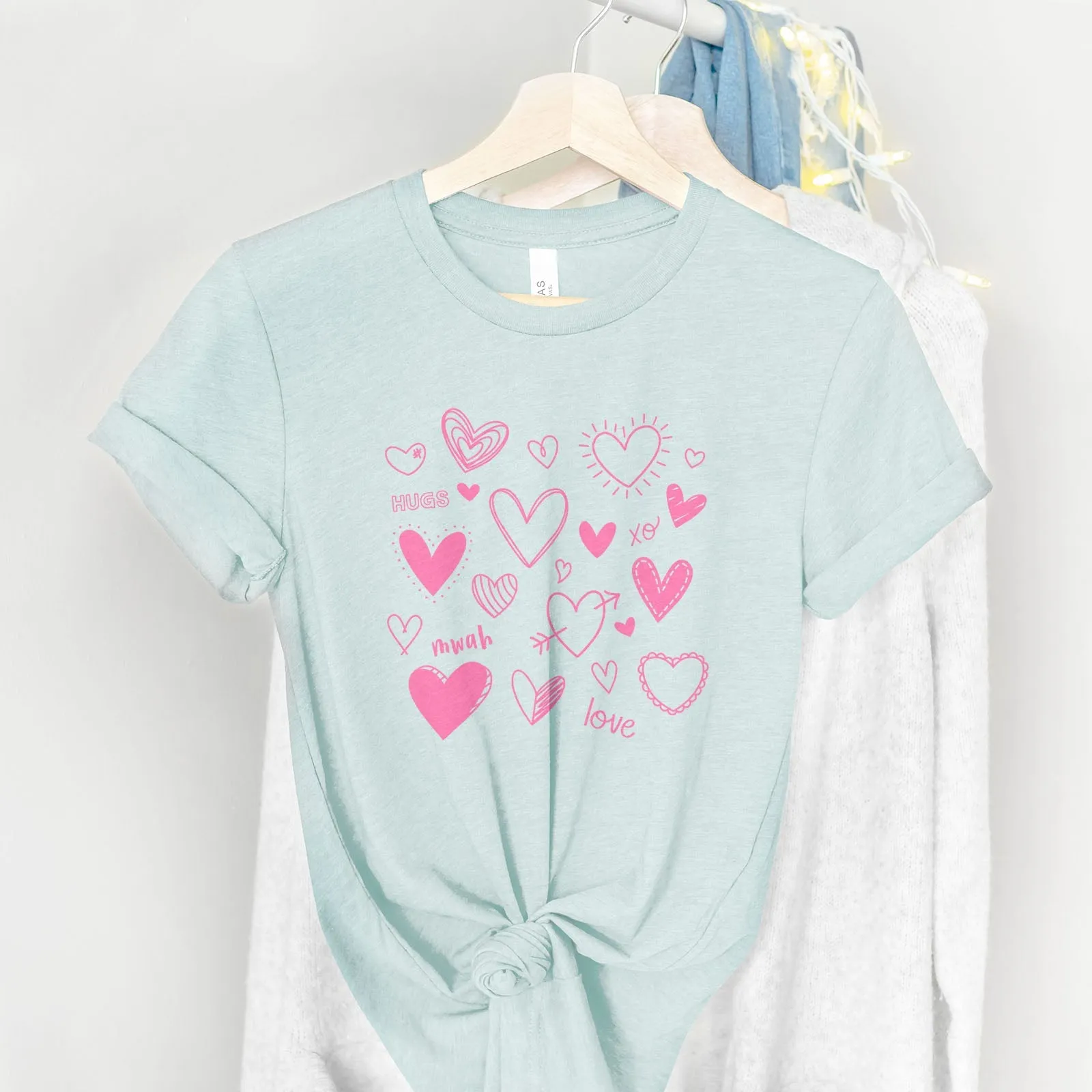 Doodle Hearts Tee Shirts For Women - Christian Shirts for Women - Religious Tee Shirts