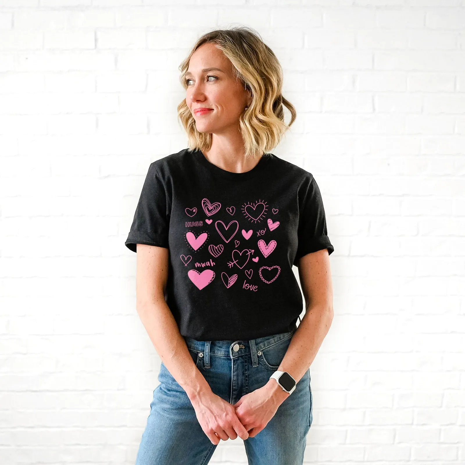 Doodle Hearts Tee Shirts For Women - Christian Shirts for Women - Religious Tee Shirts