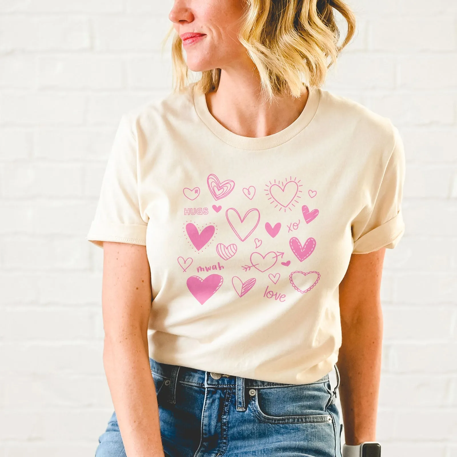 Doodle Hearts Tee Shirts For Women - Christian Shirts for Women - Religious Tee Shirts