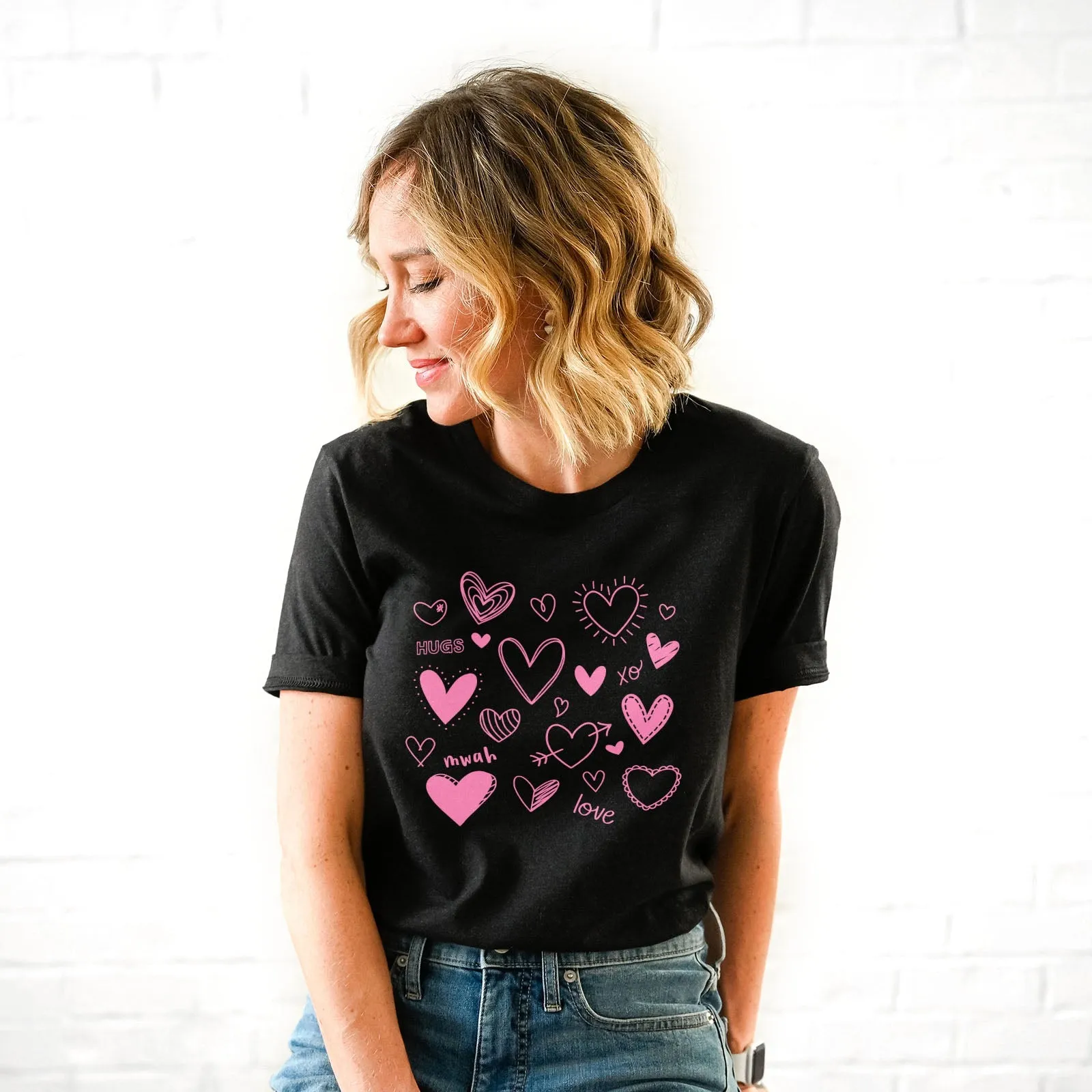 Doodle Hearts Tee Shirts For Women - Christian Shirts for Women - Religious Tee Shirts