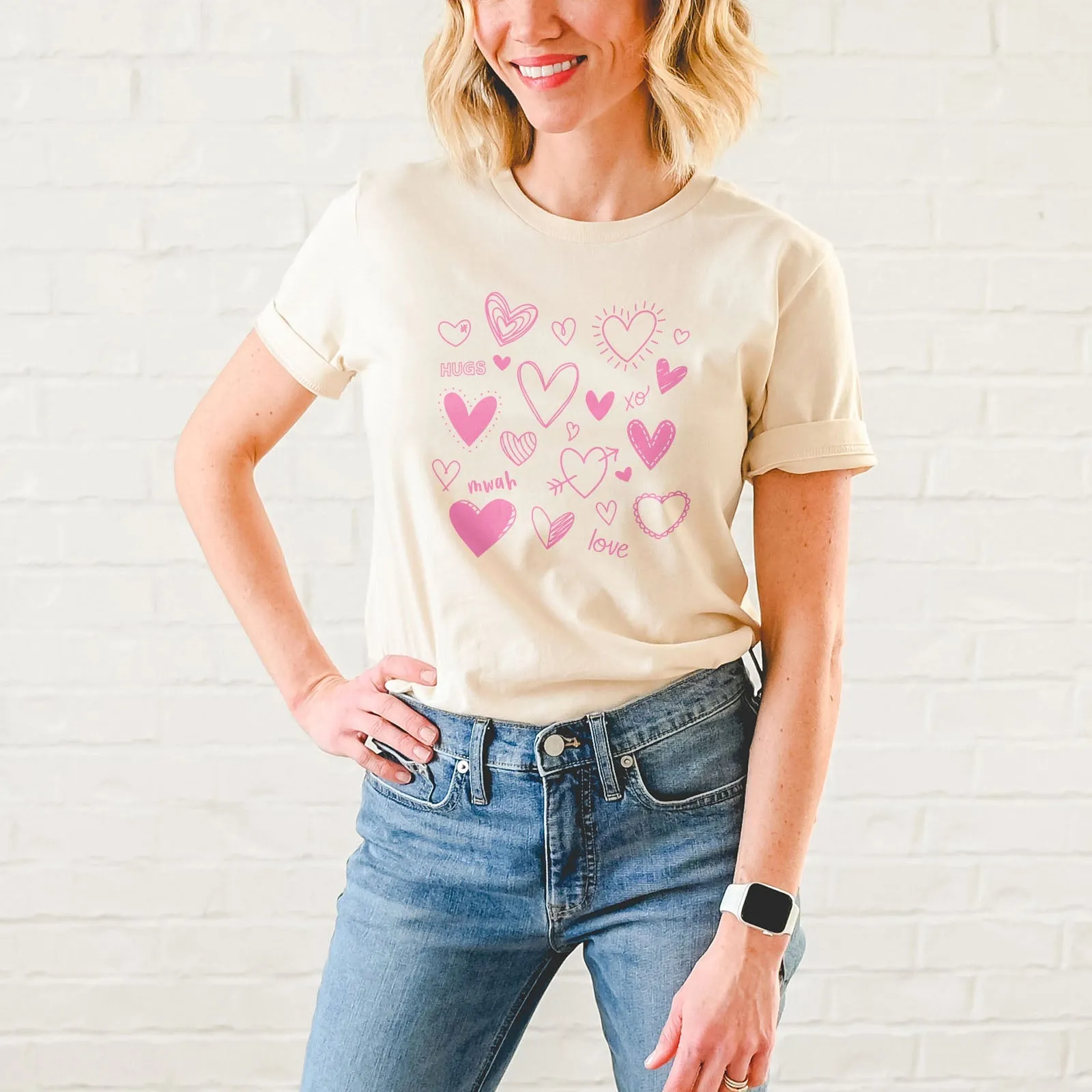 Doodle Hearts Tee Shirts For Women - Christian Shirts for Women - Religious Tee Shirts