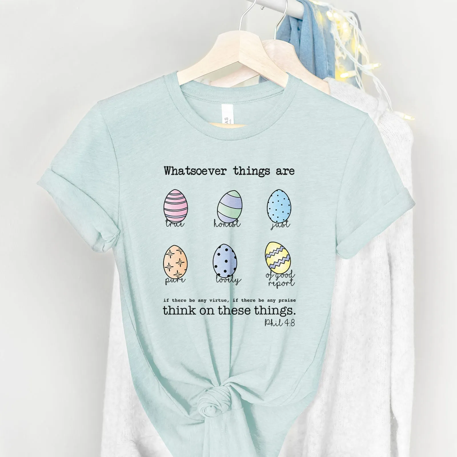 Easter Eggs Bible Verses Tee Shirts For Women - Christian Easter T Shirts