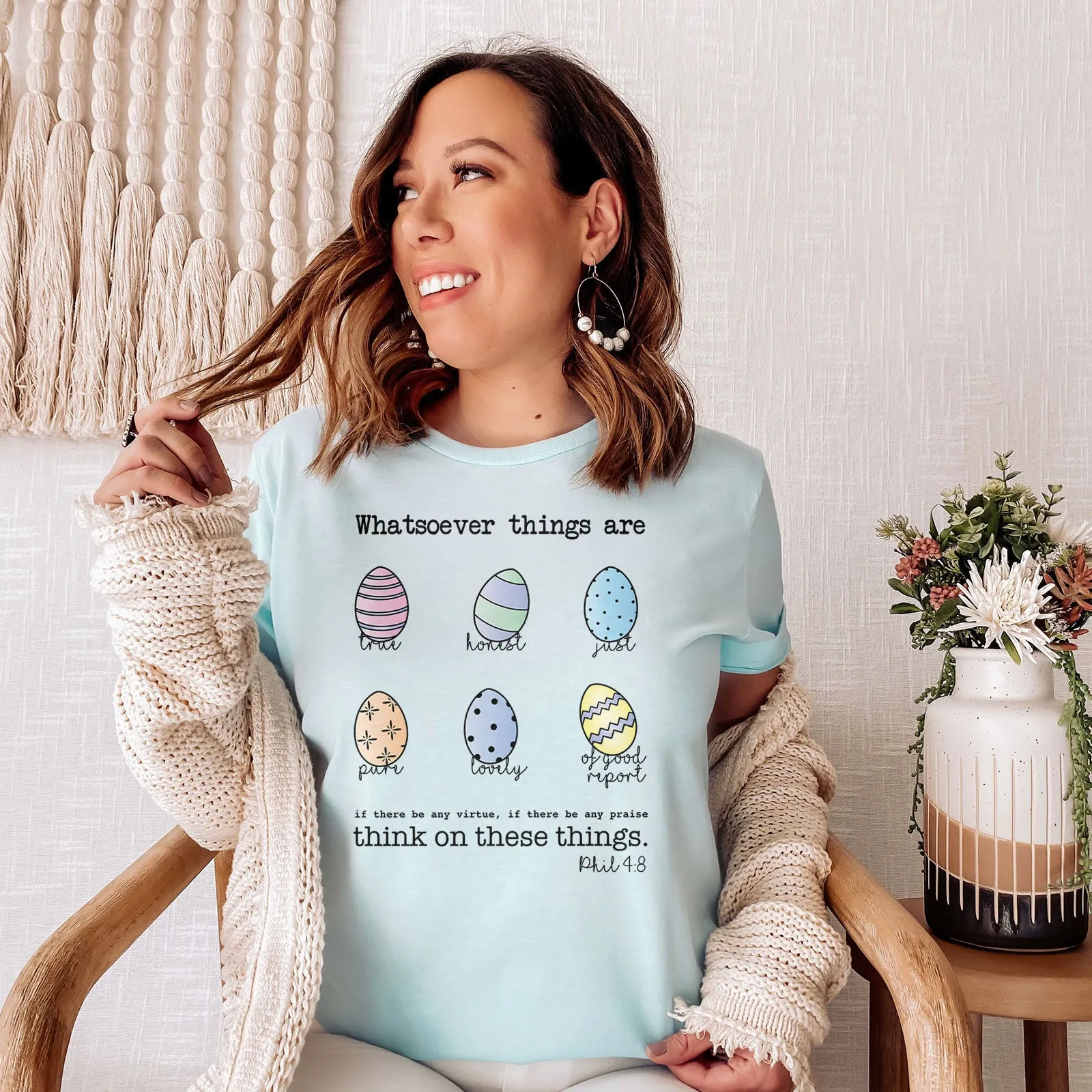 Easter Eggs Bible Verses Tee Shirts For Women - Christian Easter T Shirts