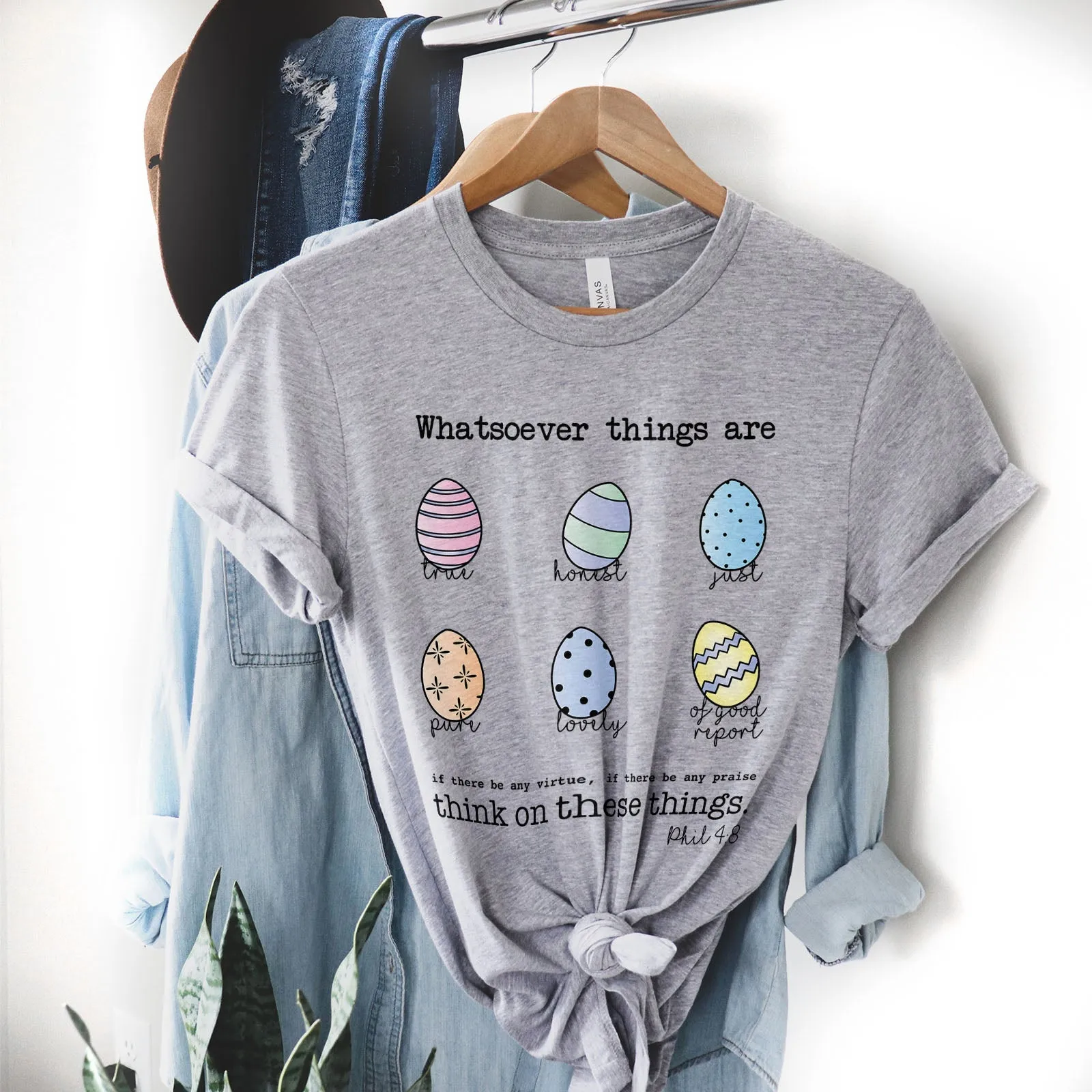 Easter Eggs Bible Verses Tee Shirts For Women - Christian Easter T Shirts