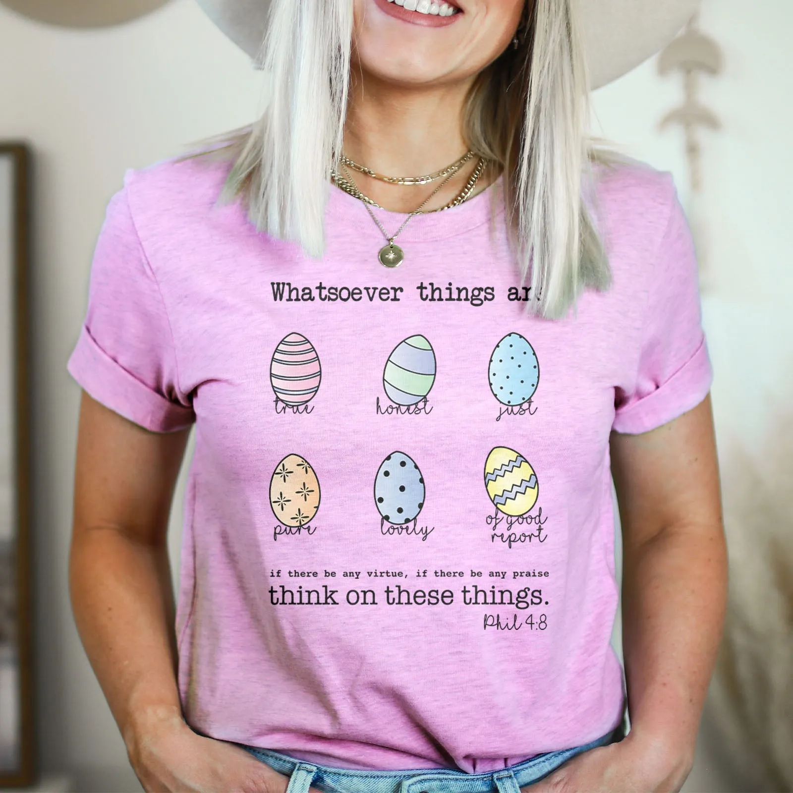 Easter Eggs Bible Verses Tee Shirts For Women - Christian Easter T Shirts