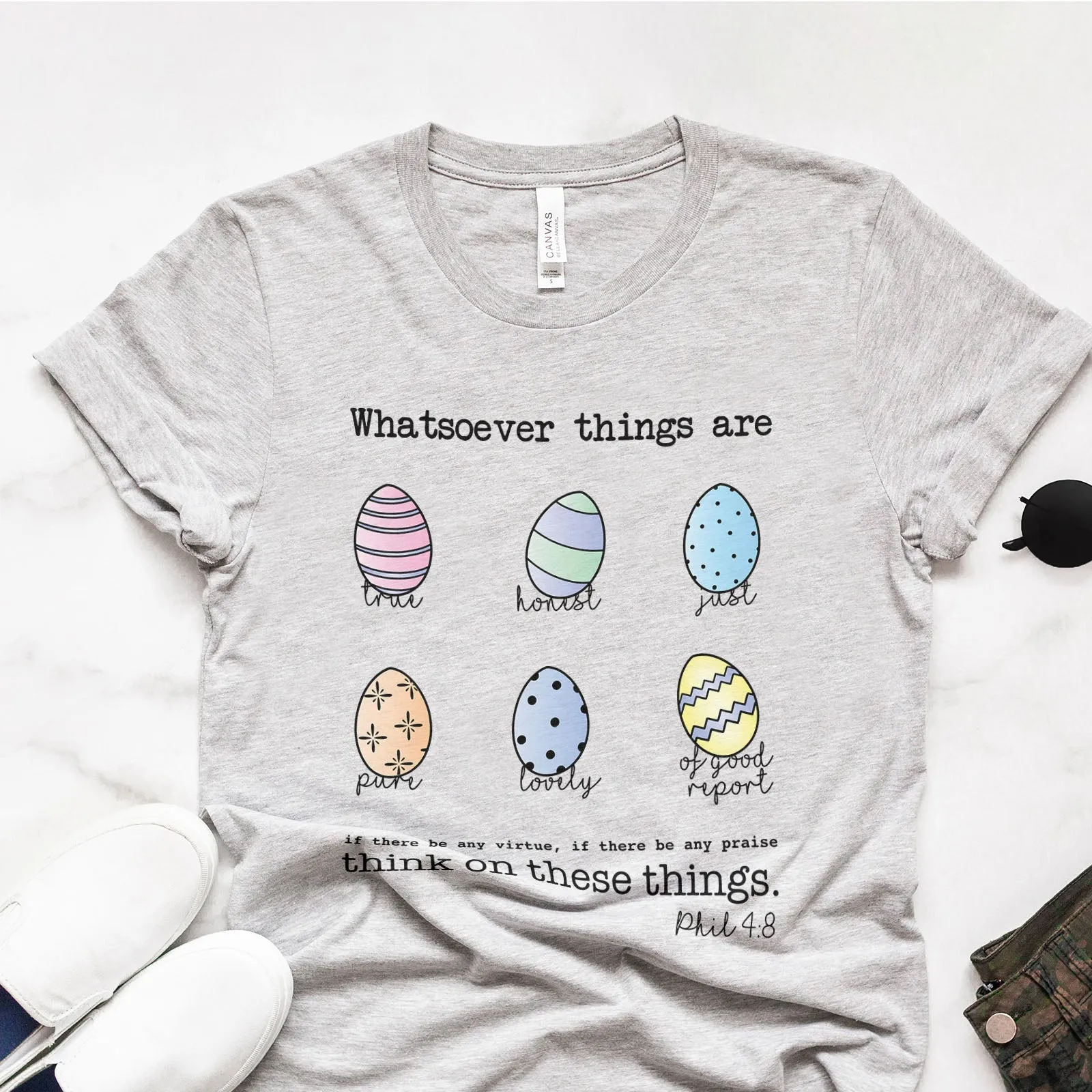 Easter Eggs Bible Verses Tee Shirts For Women - Christian Easter T Shirts