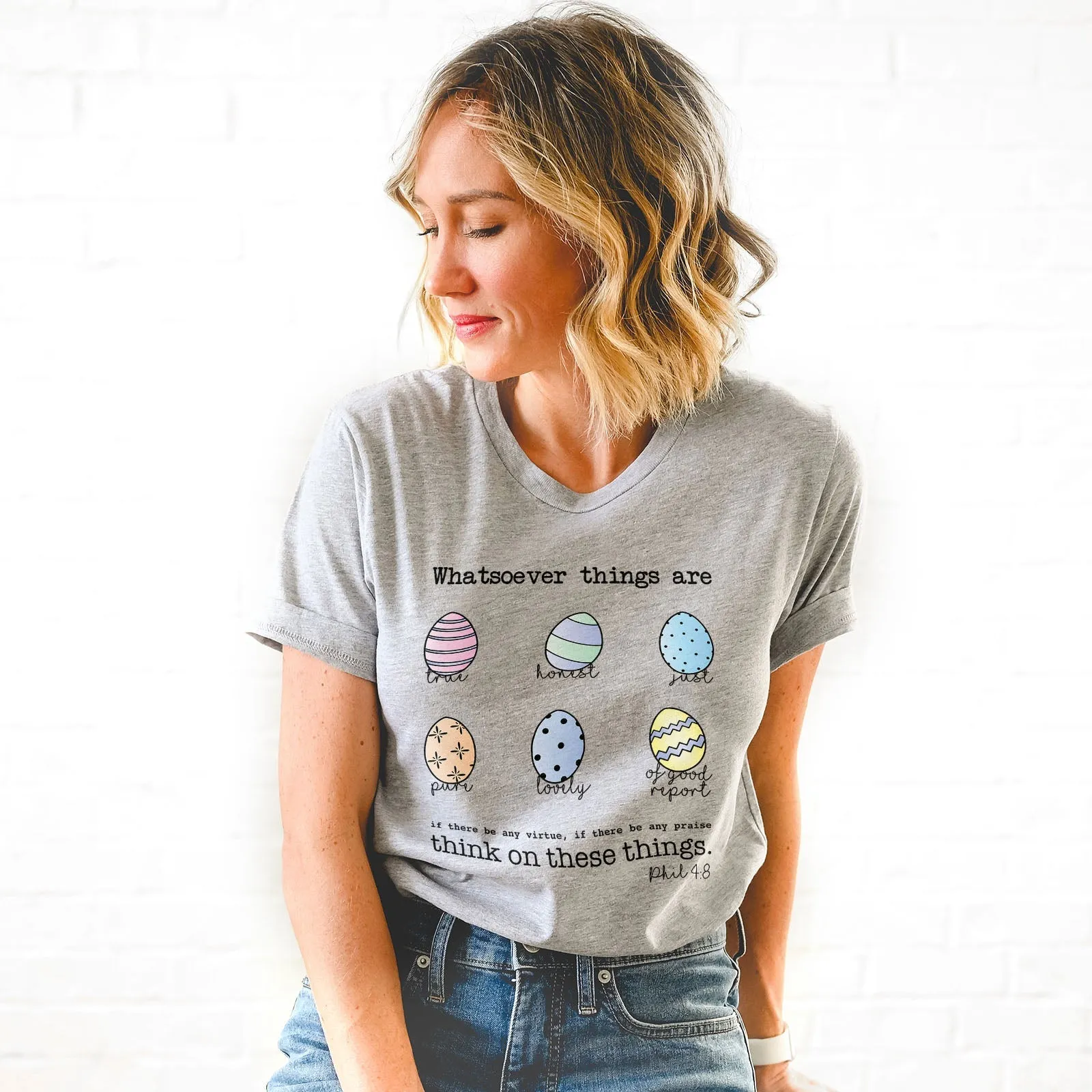 Easter Eggs Bible Verses Tee Shirts For Women - Christian Easter T Shirts