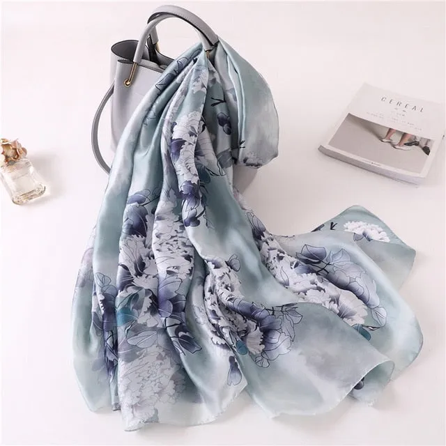 Fashion Silk Scarf Floral Printed Bandana Shawl #2099