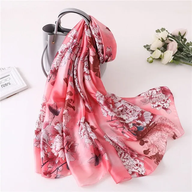 Fashion Silk Scarf Floral Printed Bandana Shawl #2099