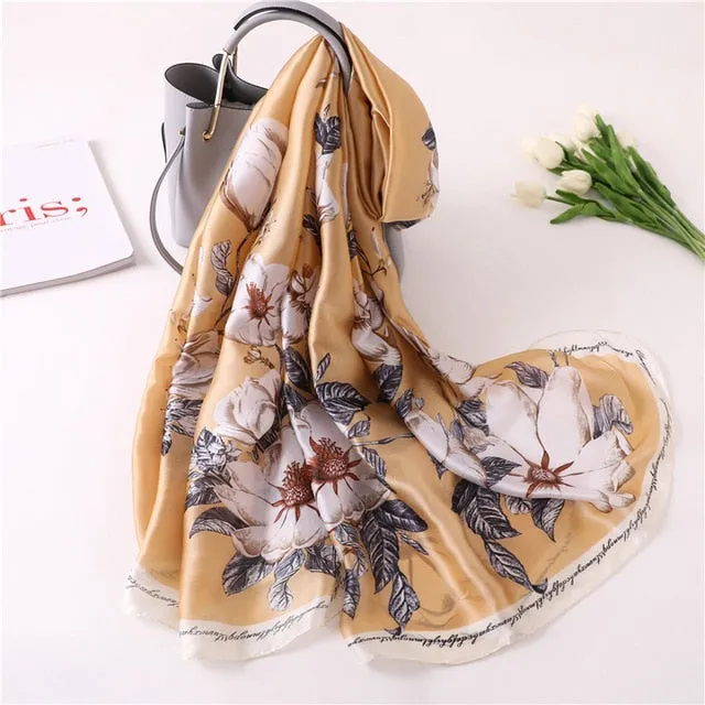 Fashion Silk Scarf Floral Printed Bandana Shawl #2099