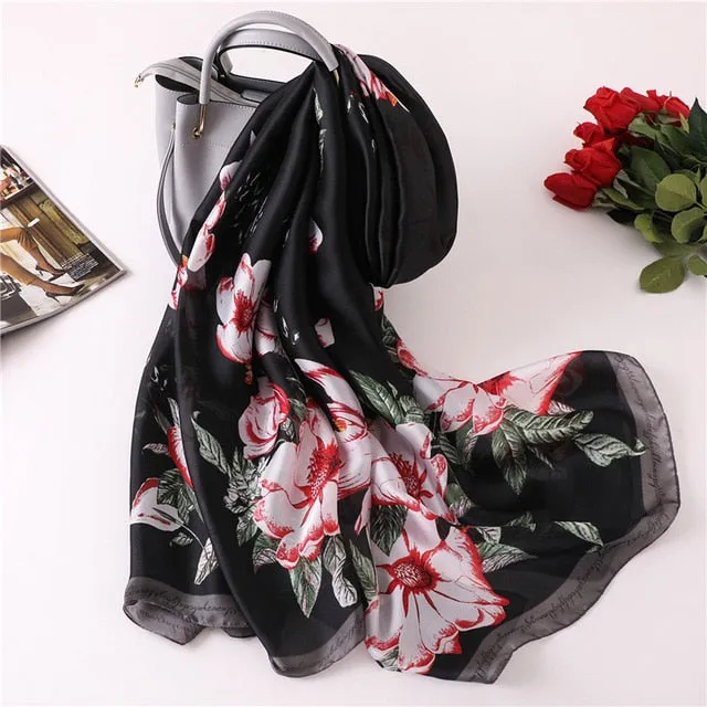 Fashion Silk Scarf Floral Printed Bandana Shawl #2099