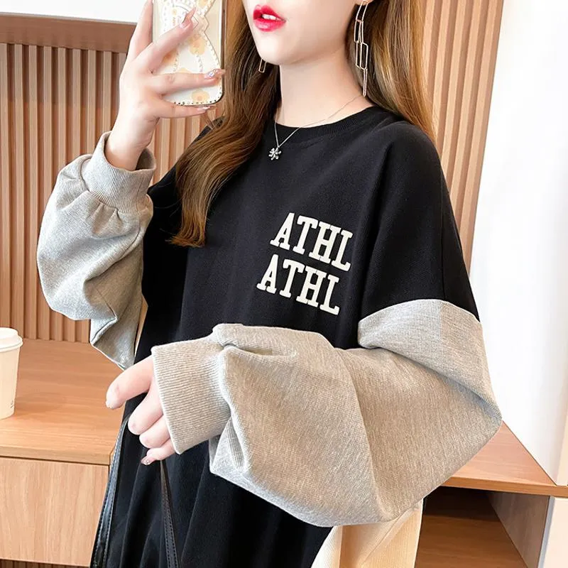 Fiber Pullover Thin Color Blocking Patchwork Sweatshirt