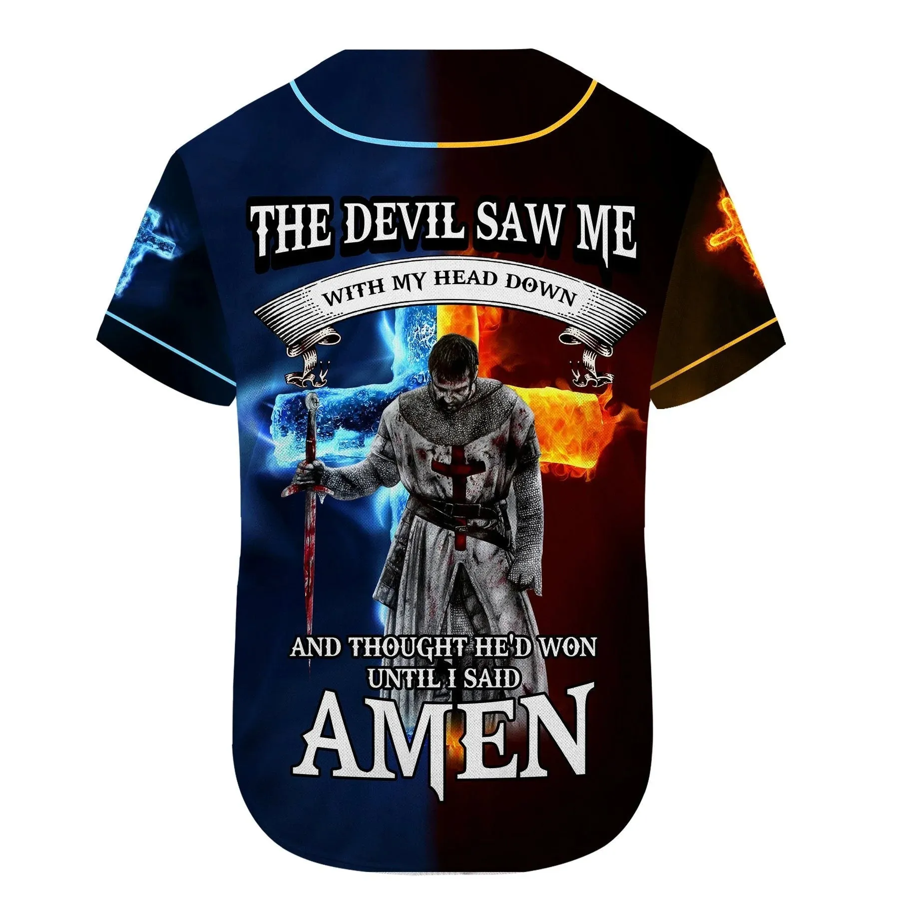 Flame Amen Cross Custom Baseball Jersey - Personalized Jesus Baseball Jersey For Men and Women