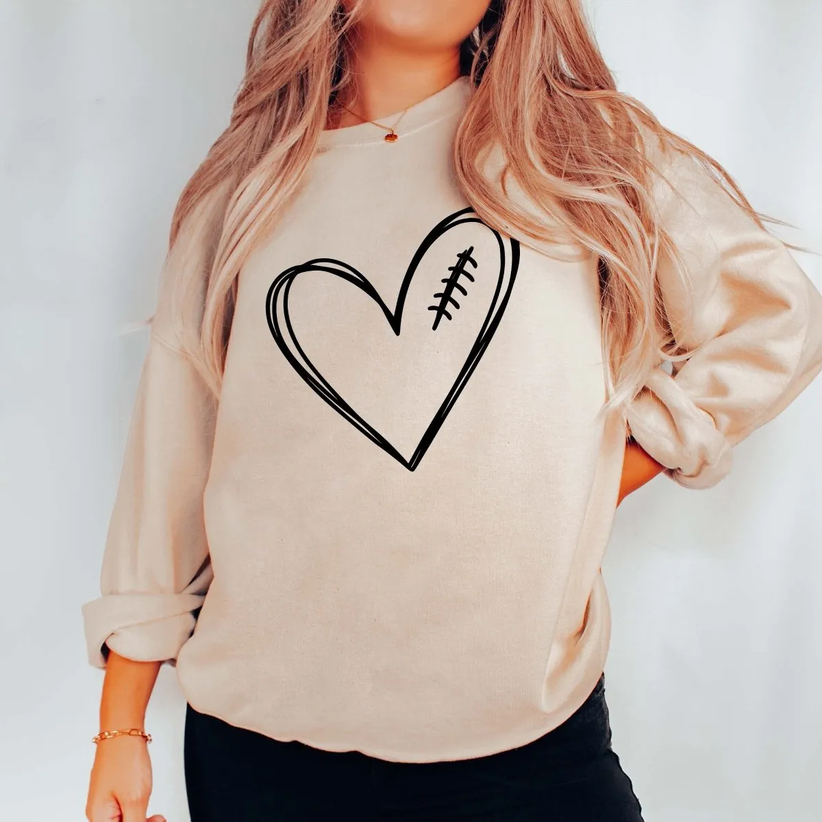 Football Heart Wholesale Sweatshirt - Quick Shipping