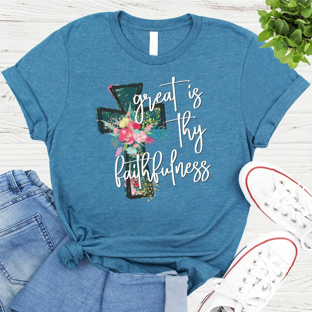 Great is Thy Faithfulness T-Shirt - Christians T-Shirt - Bible Verse T-Shirts For Women - Ciaocustom