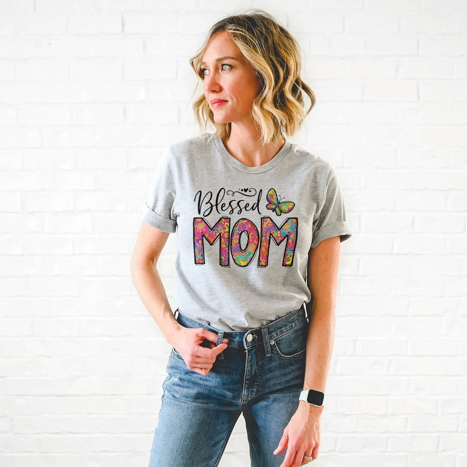 Groovy Blessed Mom Tee Shirts For Women - Christian Shirts for Women - Religious Tee Shirts