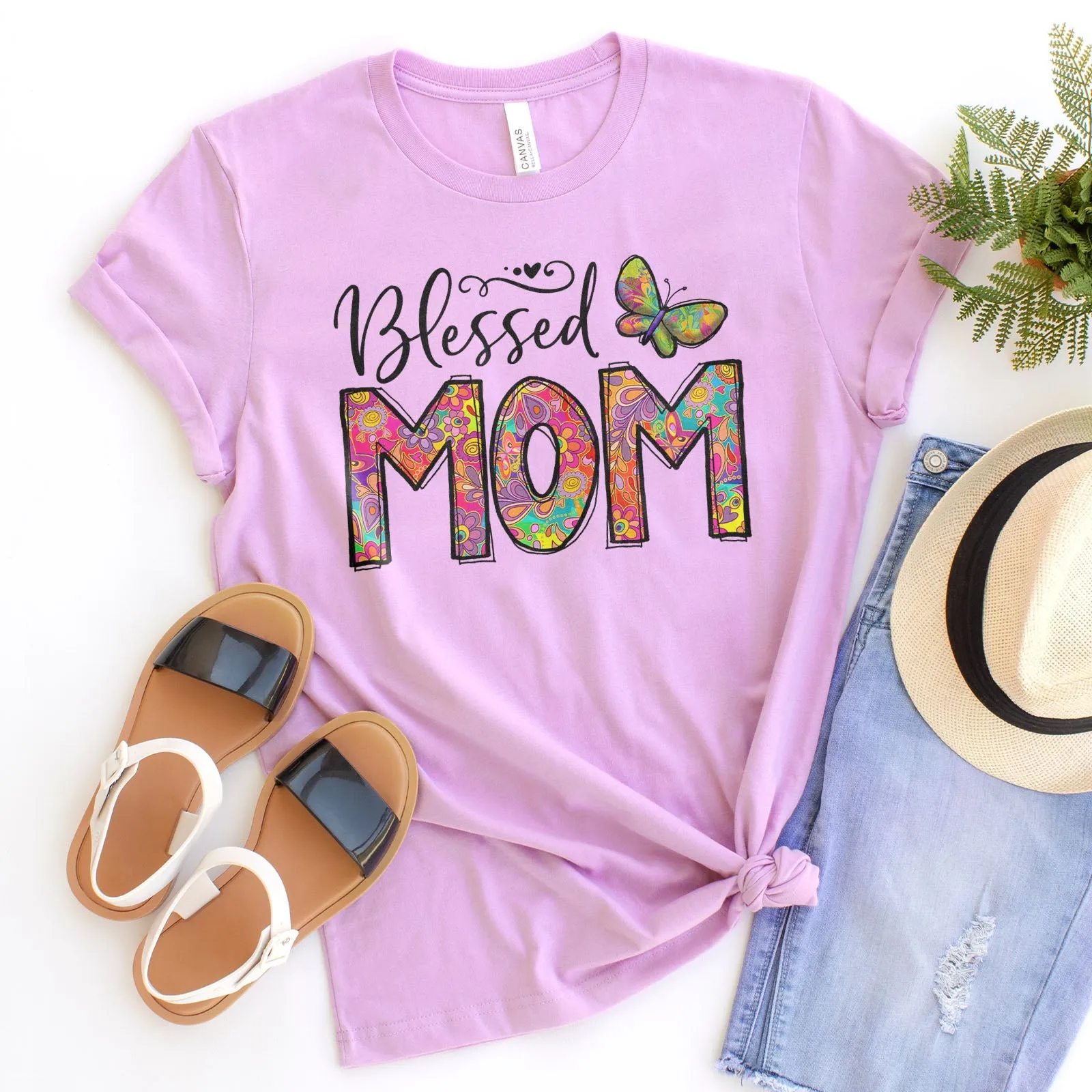 Groovy Blessed Mom Tee Shirts For Women - Christian Shirts for Women - Religious Tee Shirts