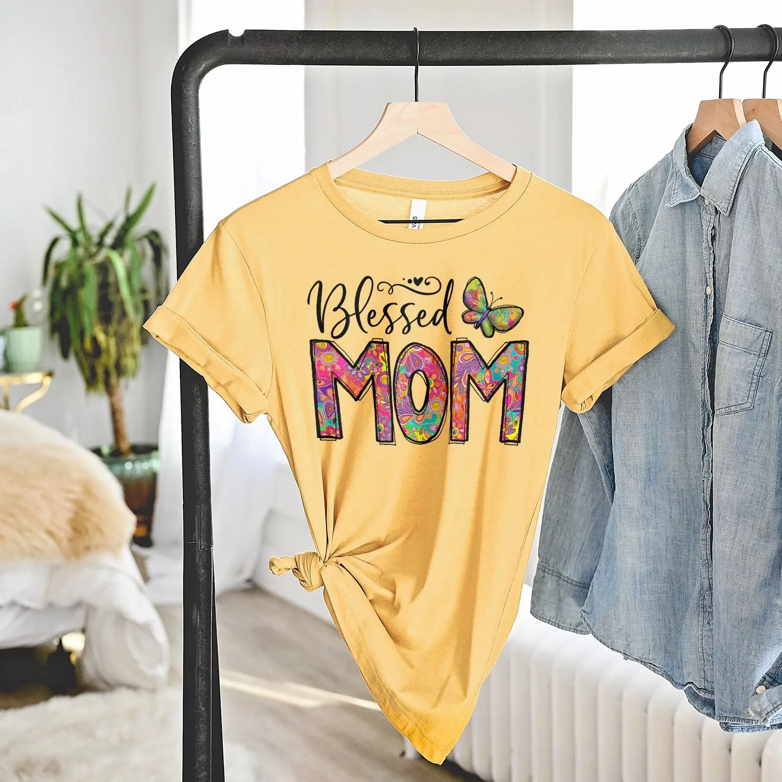 Groovy Blessed Mom Tee Shirts For Women - Christian Shirts for Women - Religious Tee Shirts